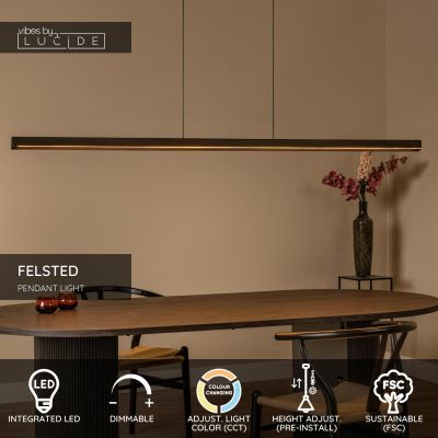 Lucide FELSTED - Pendant light - LED Dim. - CCT - 1x28W 2200K/4000K - Black - Vibes